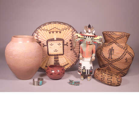 Pottery, figurines, and jewelry from the Elkus Collection (Native American)