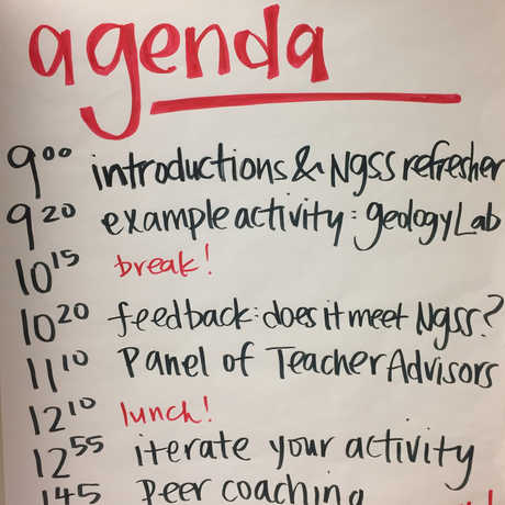 agenda from a workshop for informal educators