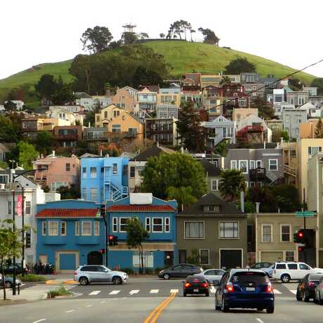 Approaching Bernal Heights Hill, San Francisco, California 