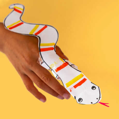Paper finger puppet snake