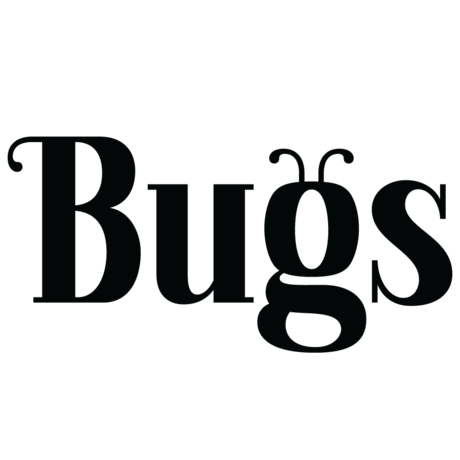 Bugs exhibit wordmark with antennae on the "g"