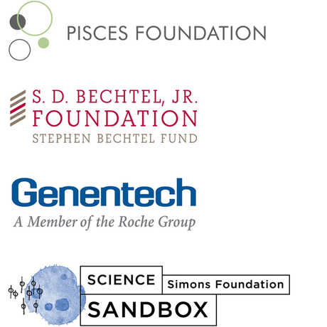 Pisces Foundation, S.D Bechtel, Jr. Foundation, Simons Foundation, and Genentech logos