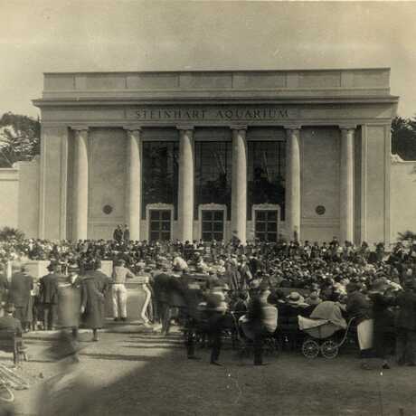 Steinhart Aquarium pictured on opening day in 1923.