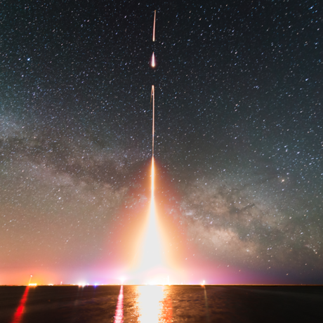 Time-lapse photograph of a Cosmic Infrared Background Experiment (CIBER) rocket launch