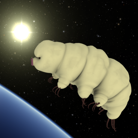 Video still of tardigrade floating in space from Academy's Extreme Life program