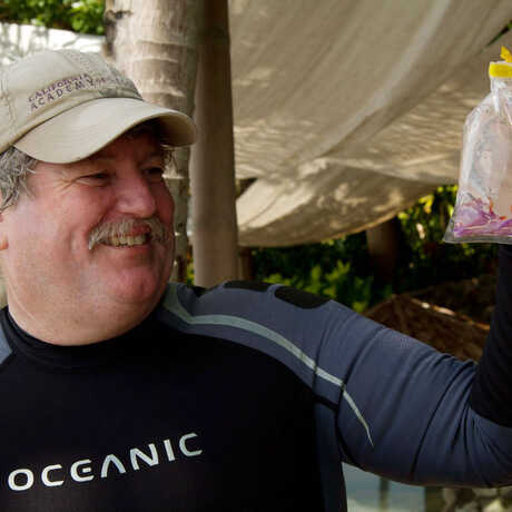 Terry Gosliner with a new species of nudibranch
