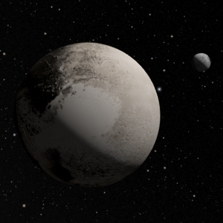Pluto and Charon in OpenSpace