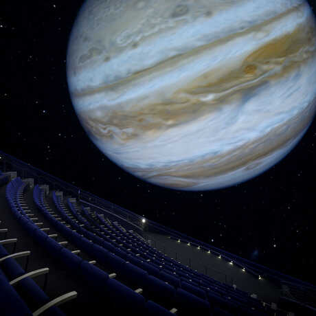 A planet on-screen at the Morrison Planetarium 