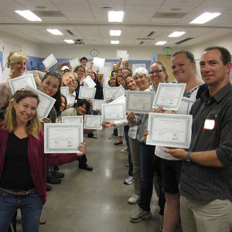 Teachers earning certificates