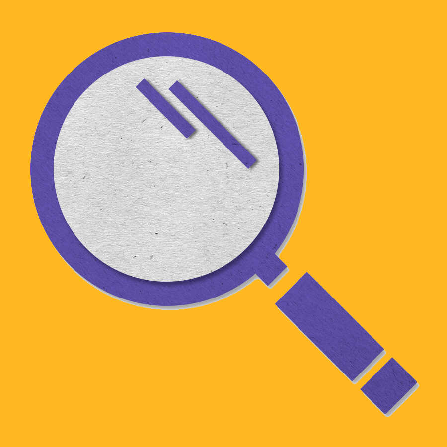 Magnifying glass icon against yellow background