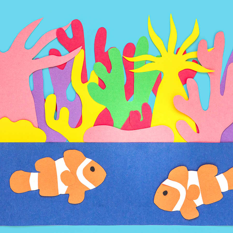 Construction paper coral reef crown