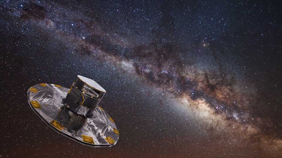 Gaia mapping the Milky Way, ESA/ATG medialab; background: ESO/S. Brunier