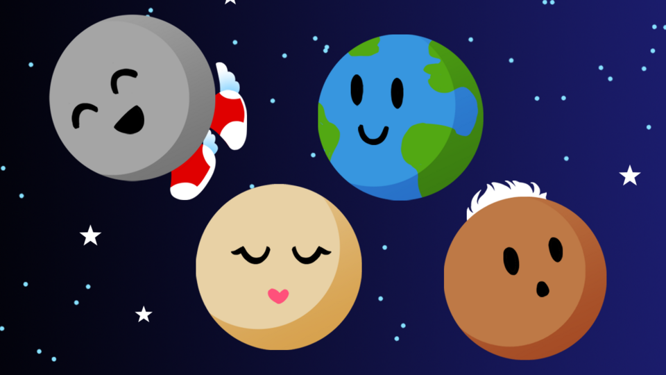 Cartoon versions of rocky planets