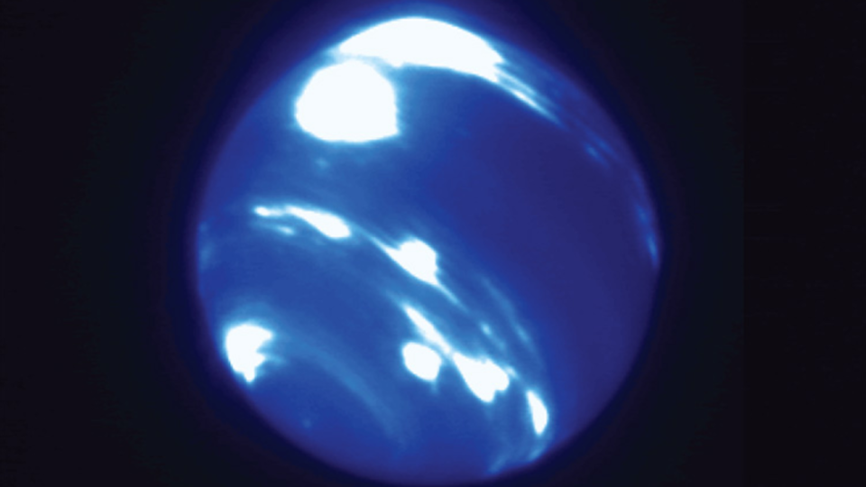 An unusually bright, nearly circular storm system near Neptune’s equator