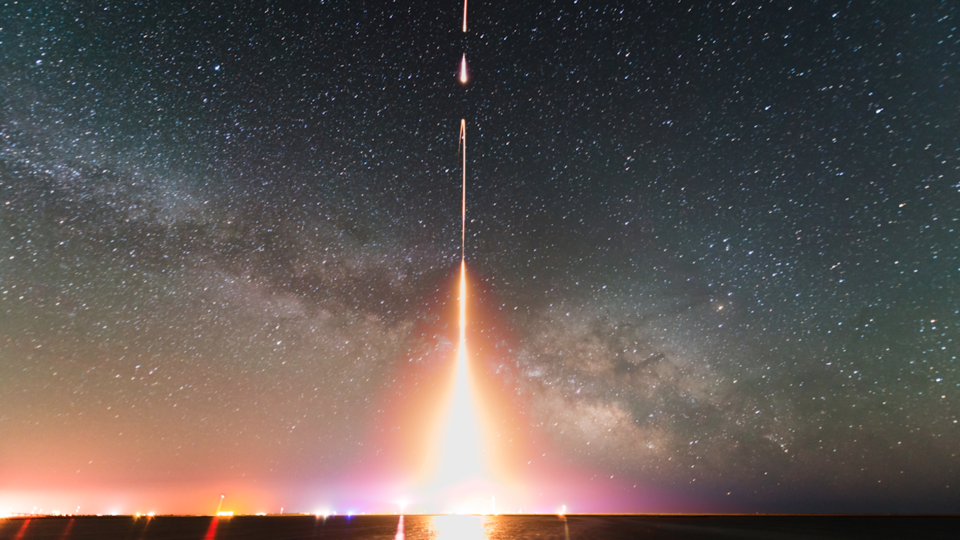 Time-lapse photograph of a Cosmic Infrared Background Experiment (CIBER) rocket launch