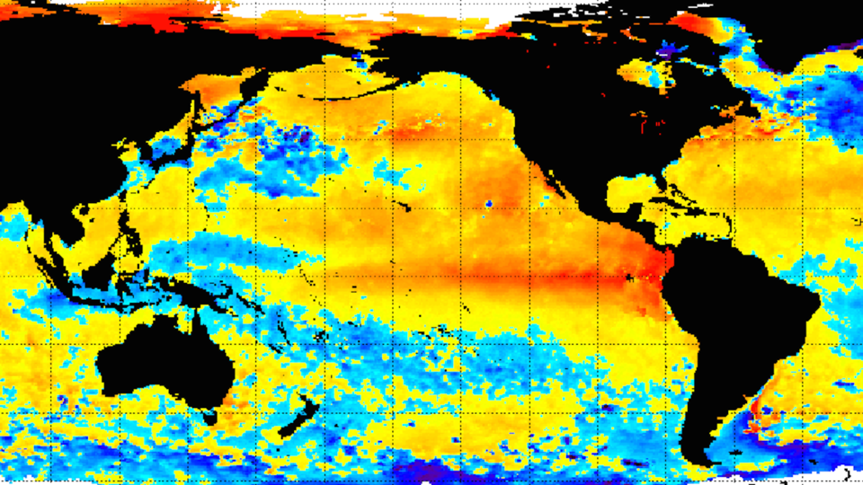 Sea surface temperature anomalies, 9/21/15