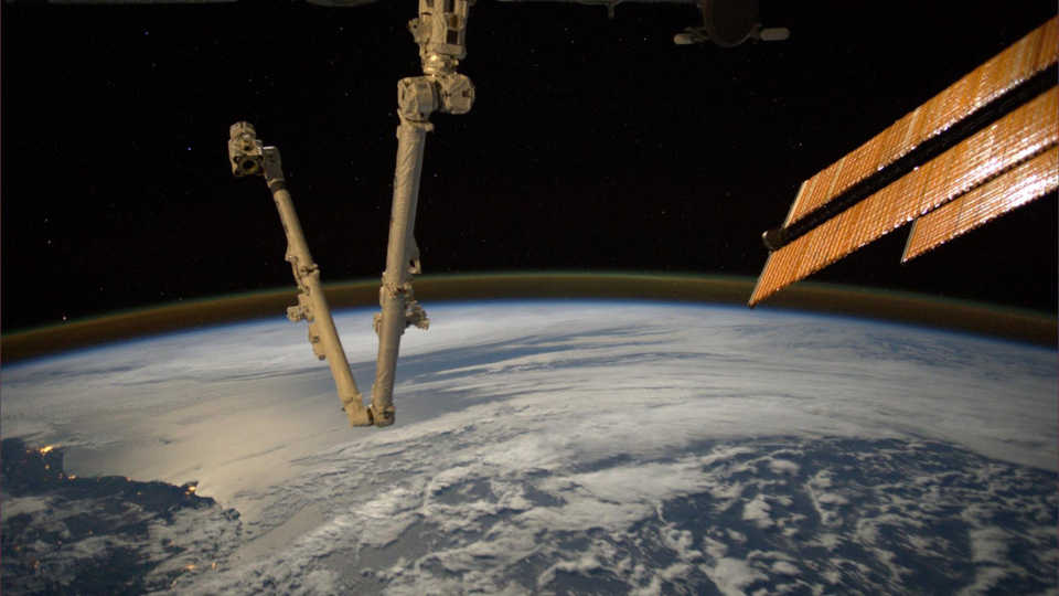 The ISS over the limb of planet Earth